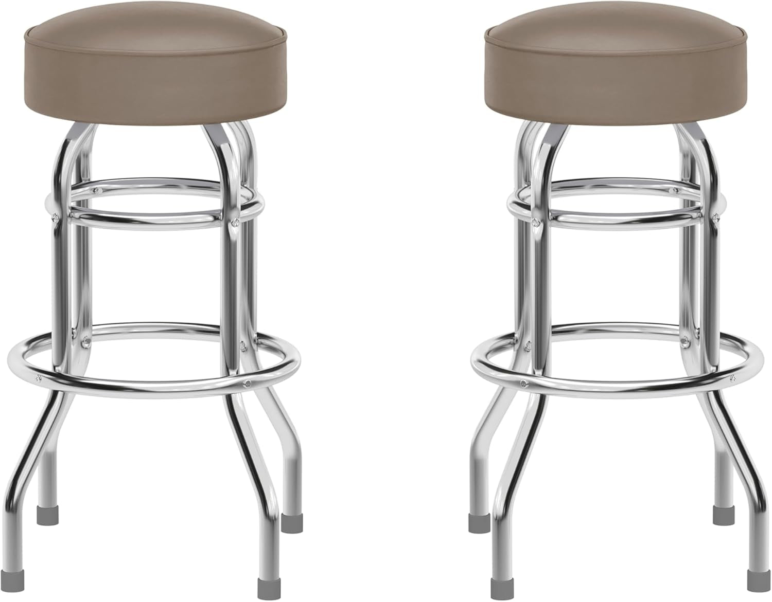 Bruno 2 Pack Double Ring Chrome Barstool with Beige Seat-0