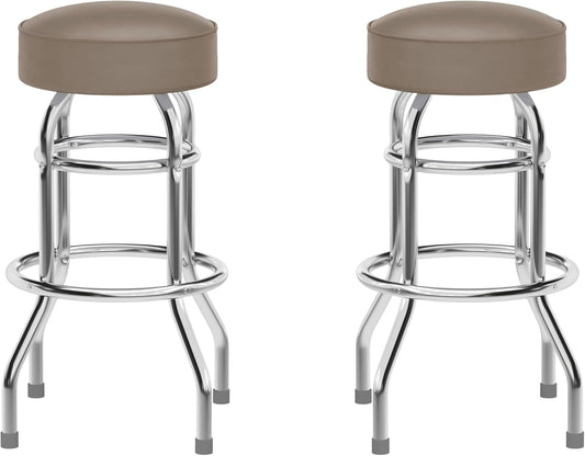 Bruno 2 Pack Double Ring Chrome Barstool with Beige Seat-0