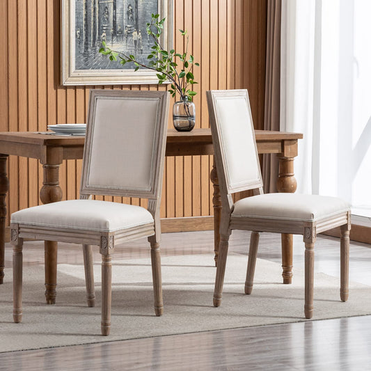 Set of 6 French Country Square Back Upholstered Dining Chairs-0