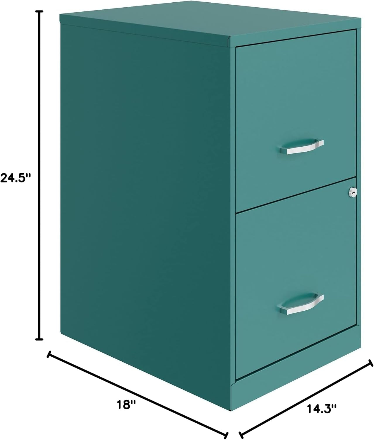 2-Drawer File Cabinet, 14.2" X 18" X 24.5", Teal-2