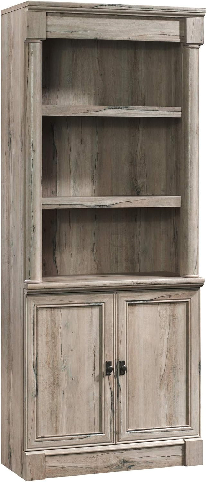 Palladia Library with Doors/Book Shelf, L: 29.37" X W: 13.9" X H: 71.85", Split Oak-0