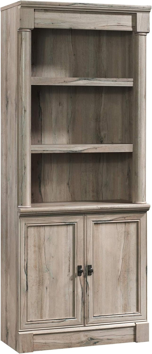 Palladia Library with Doors/Book Shelf, L: 29.37" X W: 13.9" X H: 71.85", Split Oak-0