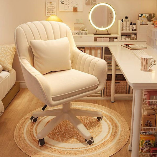 Home Office Chair Computer Chair with Mid-Back Upholstered Modern Tufted Computer Task Chair Swivel Height Adjustable Velvet Accent Chair.-0