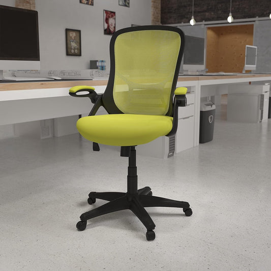Porter Mesh High Back Ergonomic Swivel Office Chair with Lumbar Support, Flip-Up Arms, Tilt Lock/Tilt Tension, Height Adjustable, Black/Green Frame-1