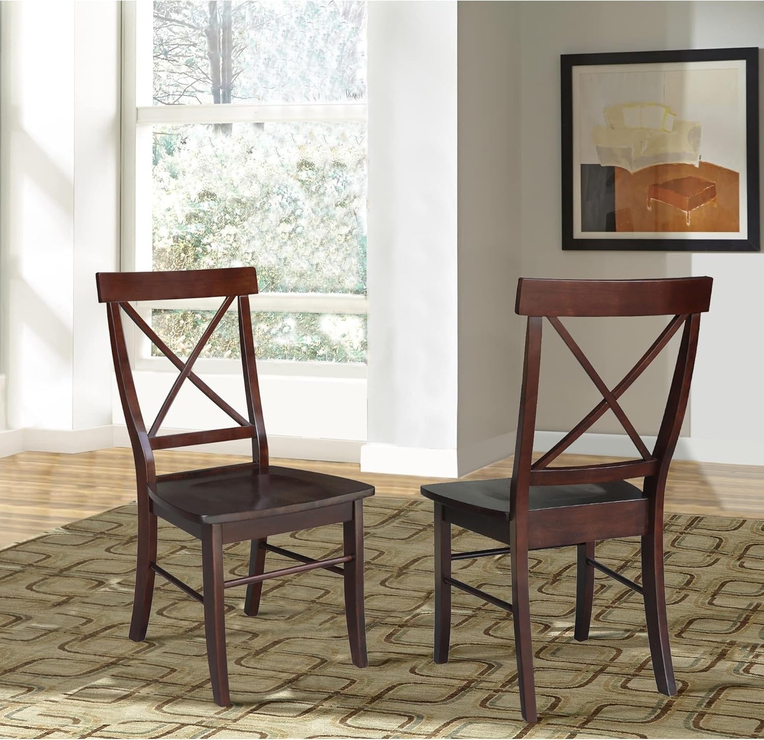 International Concepts X- Back Chair, with Solid Wood Seat, Java-1