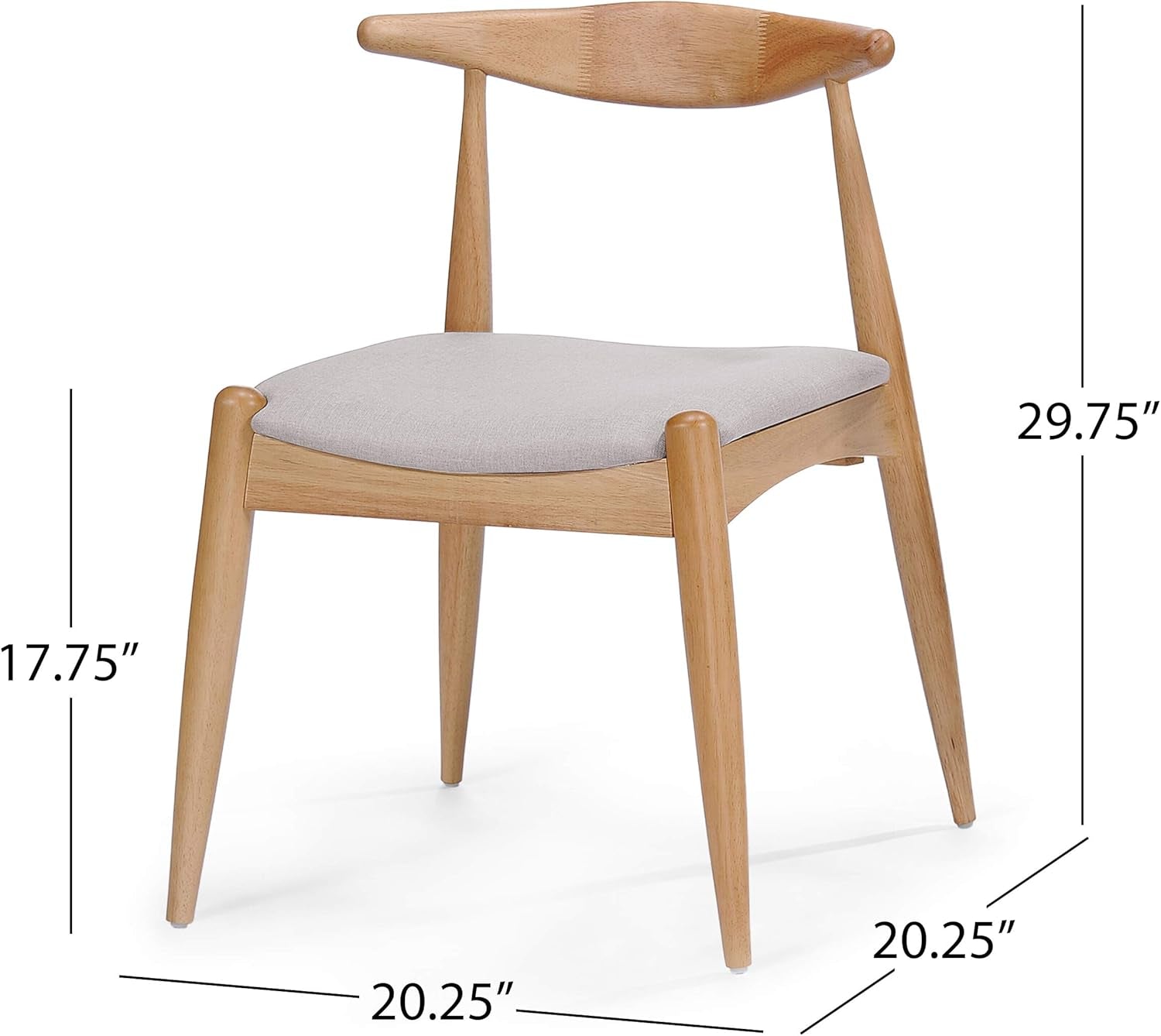 Francie Fabric with Oak Finish Dining Chairs, 2-Pcs Set, Beige-2