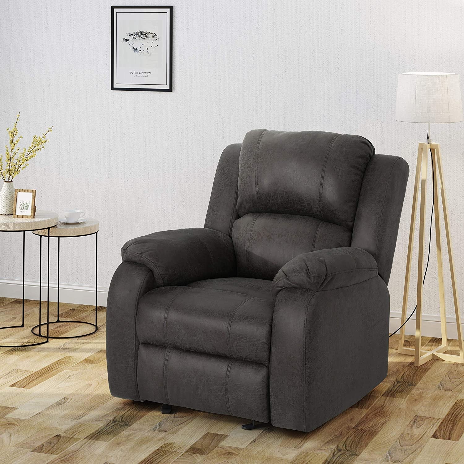 Michelle Gliding Recliner in Slate and Black-0