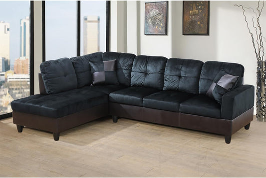 2 Pieces Sectional Sofa Sets, L-Shape Sofa Microfiber Couch Living Room Sofa Set with Chaise Using for Living Room Furniture(A-Midnight Blue, Left Hand Facing)-0