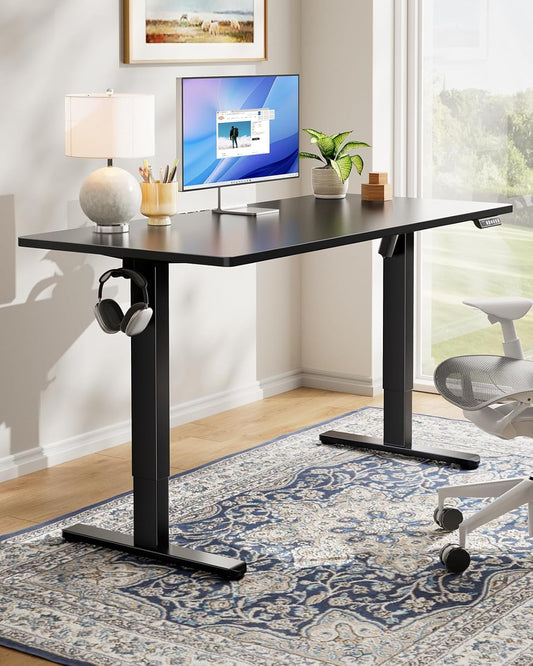 Electric Standing Desk, 48" X 24" Whole Piece Desktop, Adjustable Height Computer Desk, 4 Height Memory Settings, Sit Stand up Desk for Home Office, Black-1