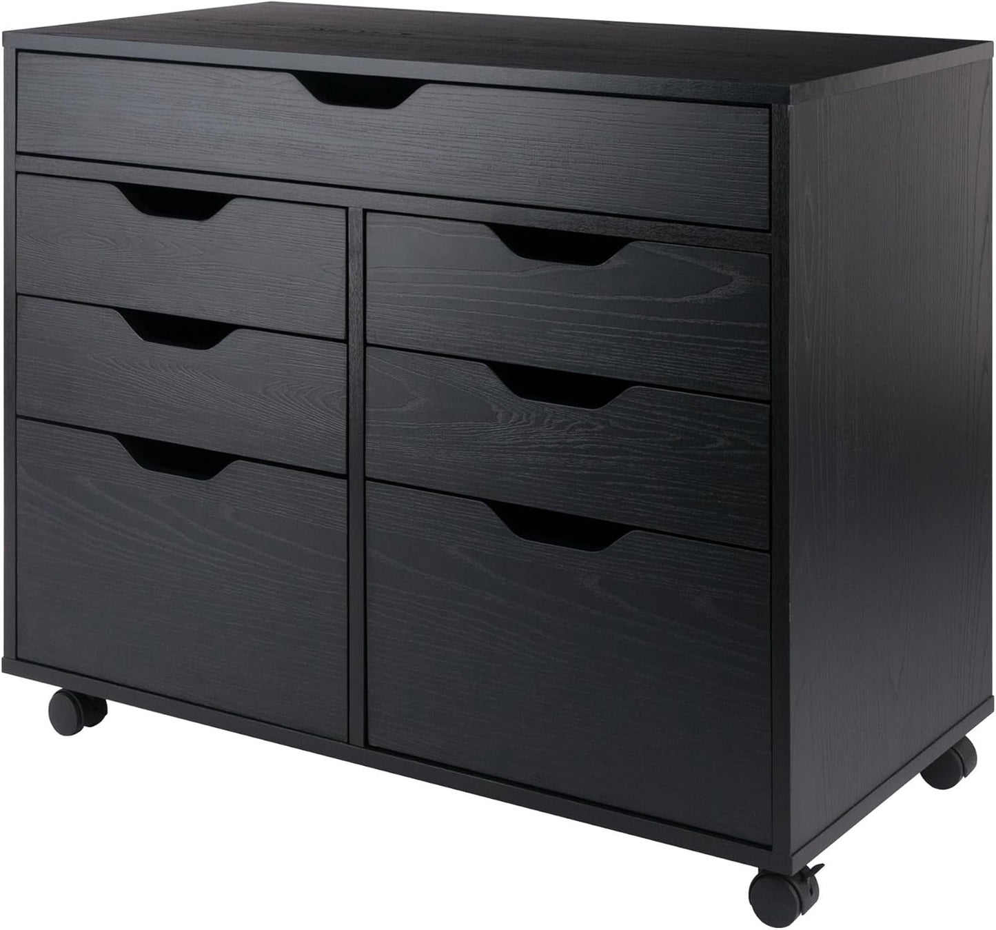 Halifax Storage Mobile Cabinets, 2 Doors, 4 Drawers, 1 Wide Drawer, for Home Office, Black-0
