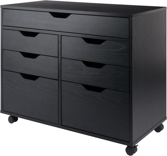 Halifax Storage Mobile Cabinets, 2 Doors, 4 Drawers, 1 Wide Drawer, for Home Office, Black-0