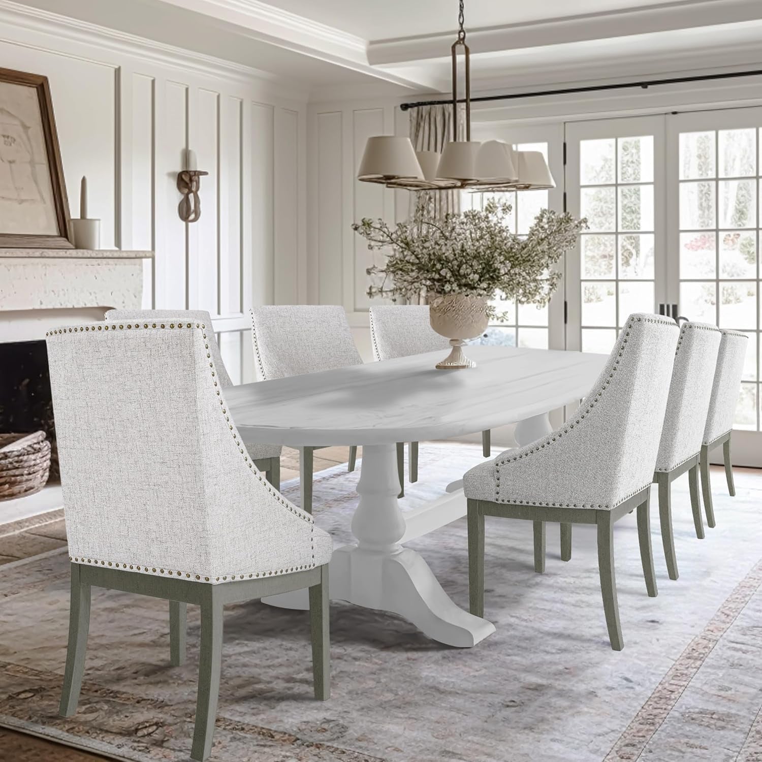 Home Decor | Upholstered Anywhere Dining Chair | Accent Chairs for Living Room & Bedroom | Decorative Home Furniture - Neutral Textured Solid (Single Pack)-1