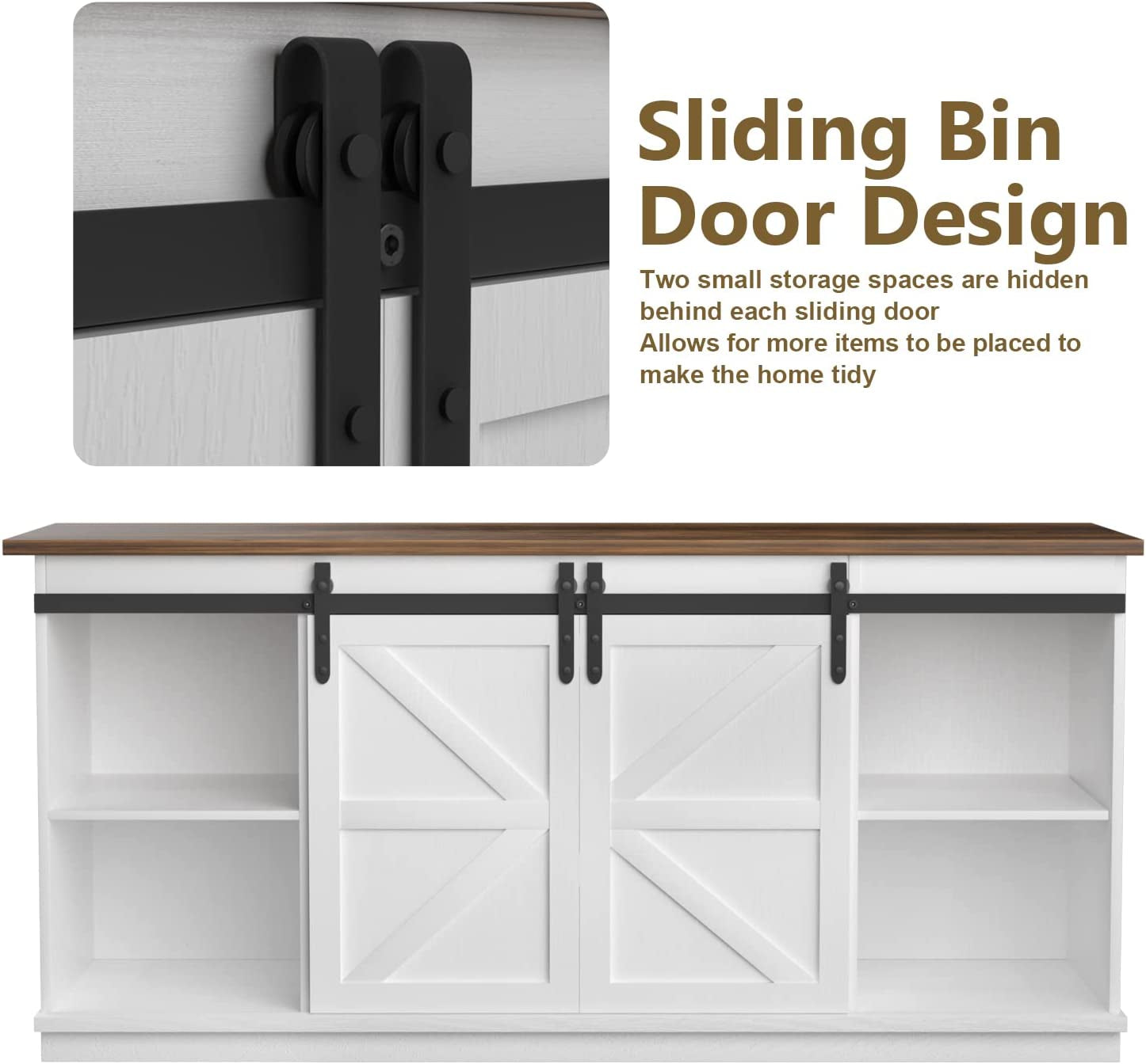 65-Inch Farmhouse TV Stand with Sliding Barn Doors-3