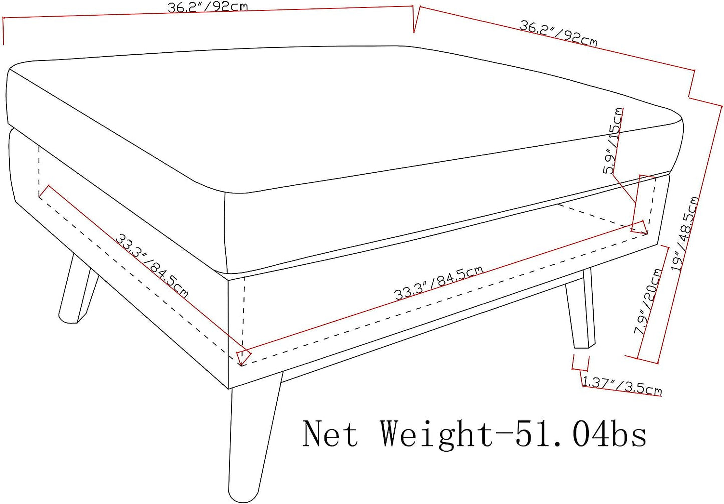 Mid Century Modern Blue Velvet Coffee Table-1