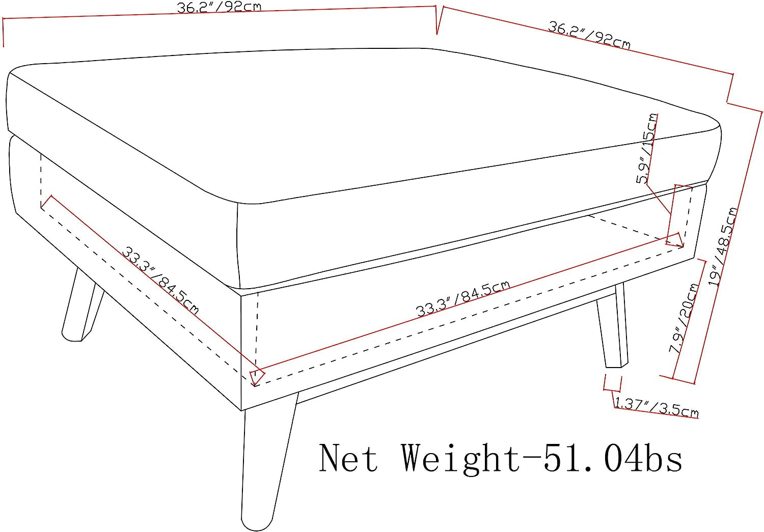 Mid Century Modern Blue Velvet Coffee Table-1