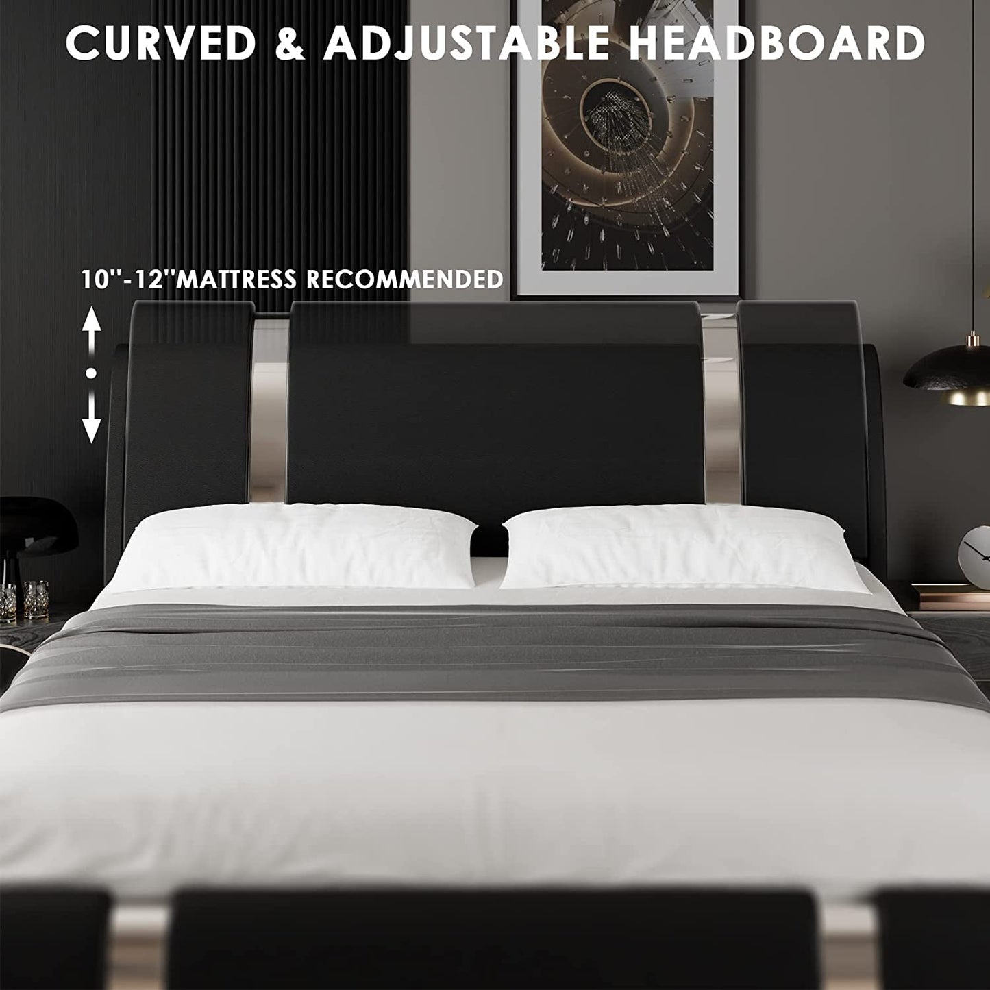 Queen Faux Leather Upholstered Platform Bed Frame-4