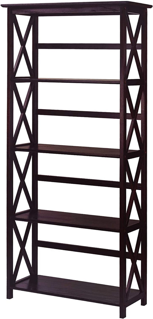 Espresso Montego Bookcase with 5 Shelves (New)-0