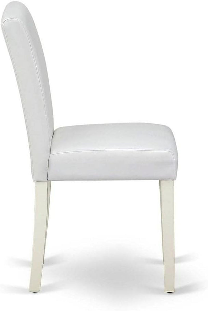 Abbott Classic Parson Dining Chairs - White Faux Leather Upholstered Chairs, Set of 2, Linen White-3