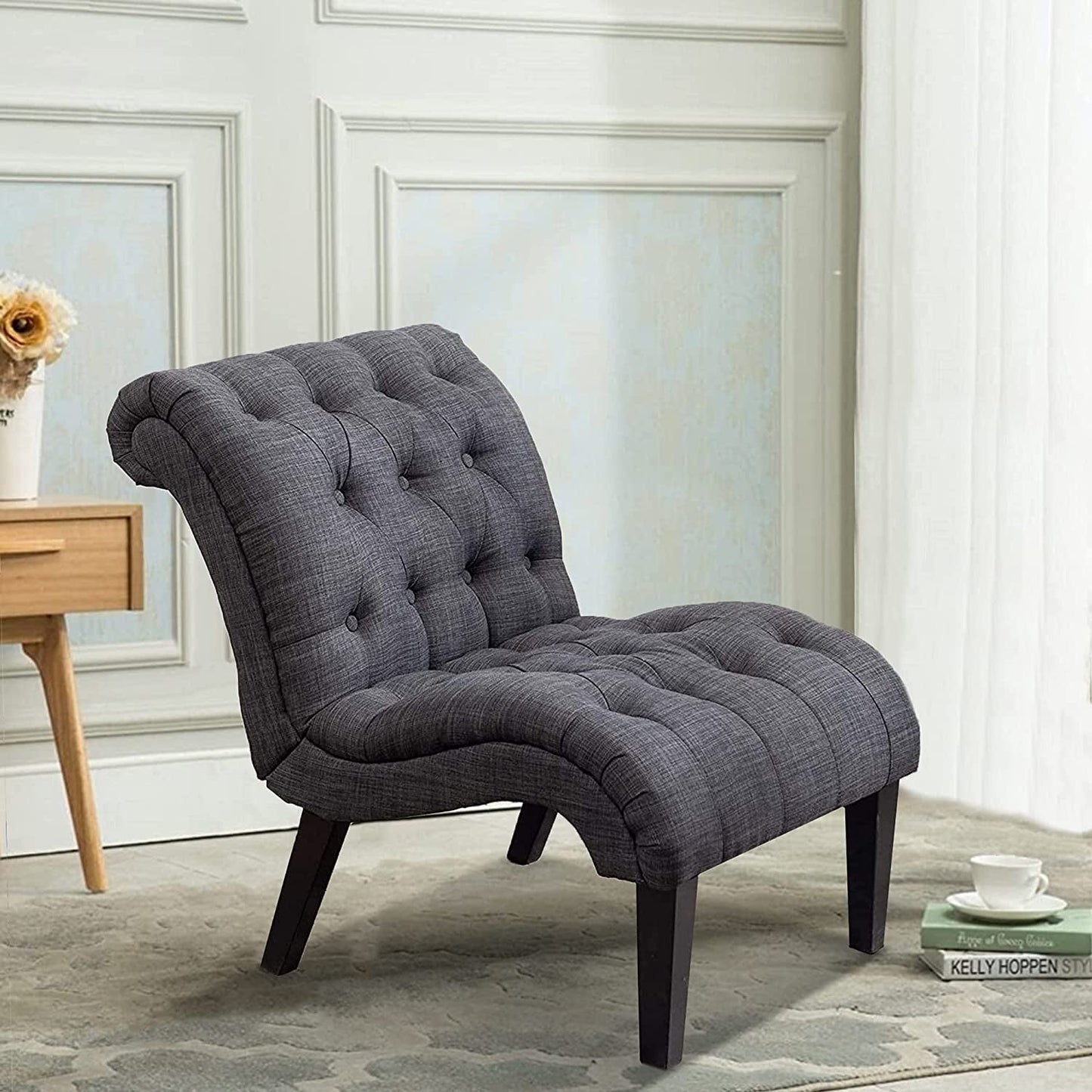 Button Tufted Slipper Chair for Any Room-3