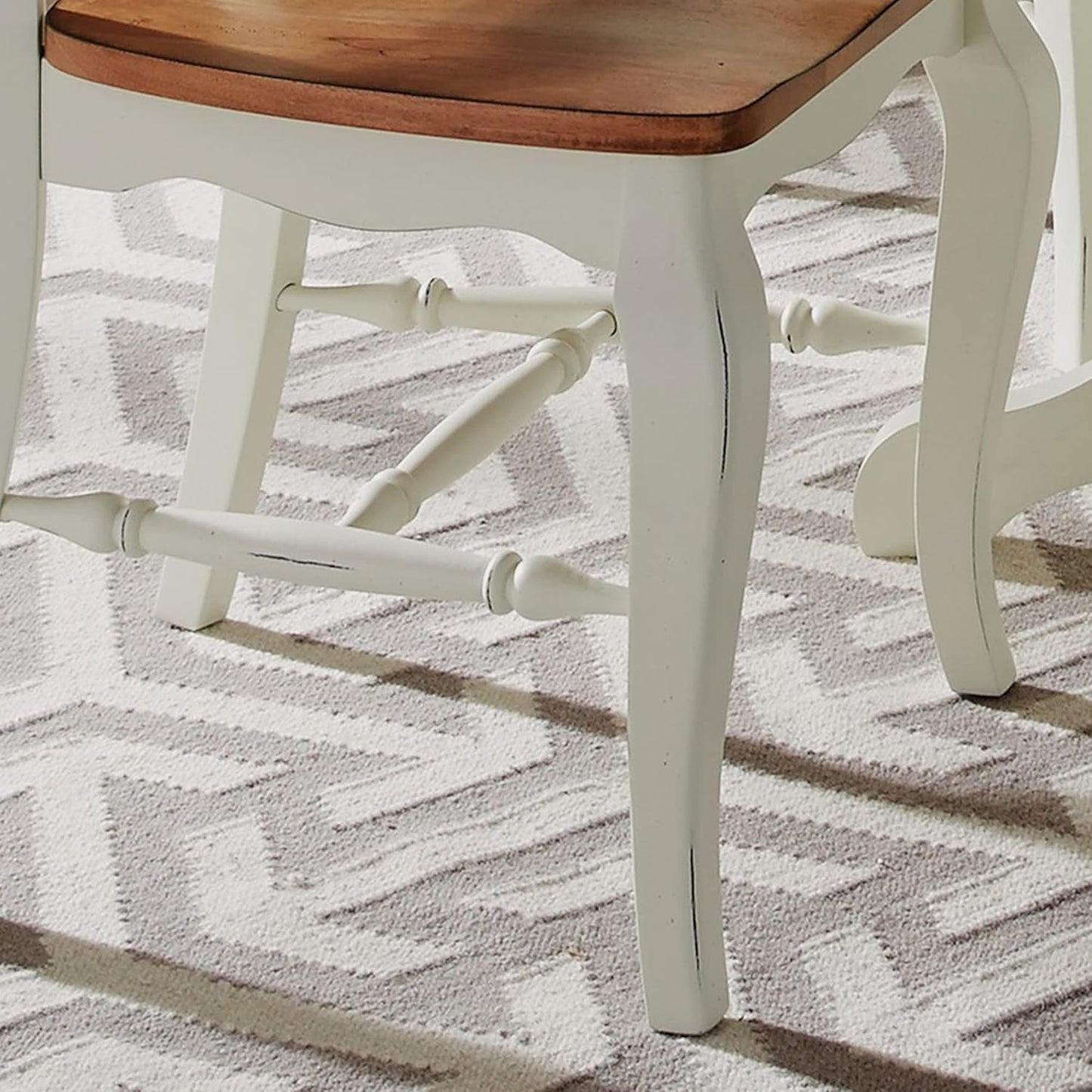 Home Styles French Countryside Oak/White Pair of Chairs with Distressed Oak and Rubbed White Finish 16.5D X 17.75W X 18H In-2