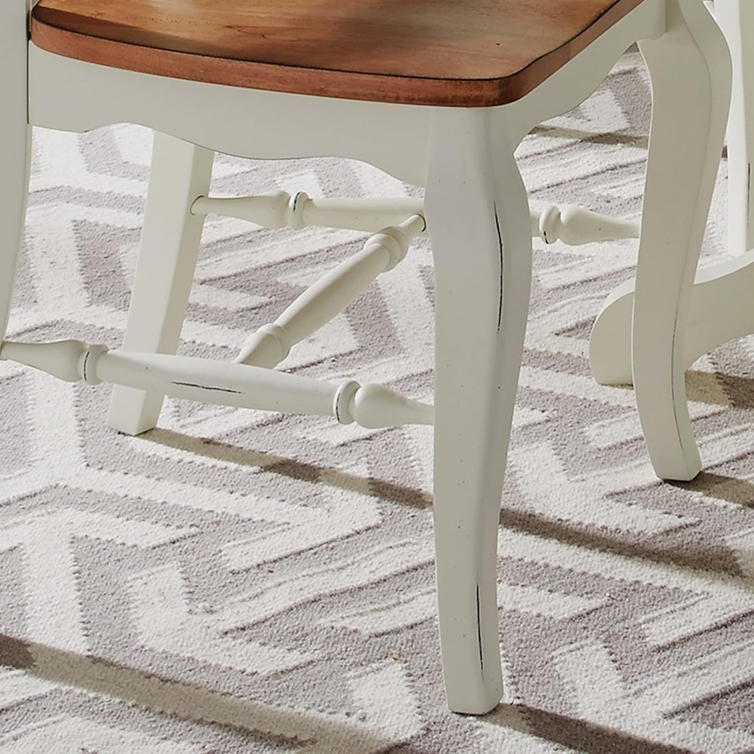 Home Styles French Countryside Oak/White Pair of Chairs with Distressed Oak and Rubbed White Finish 16.5D X 17.75W X 18H In-2