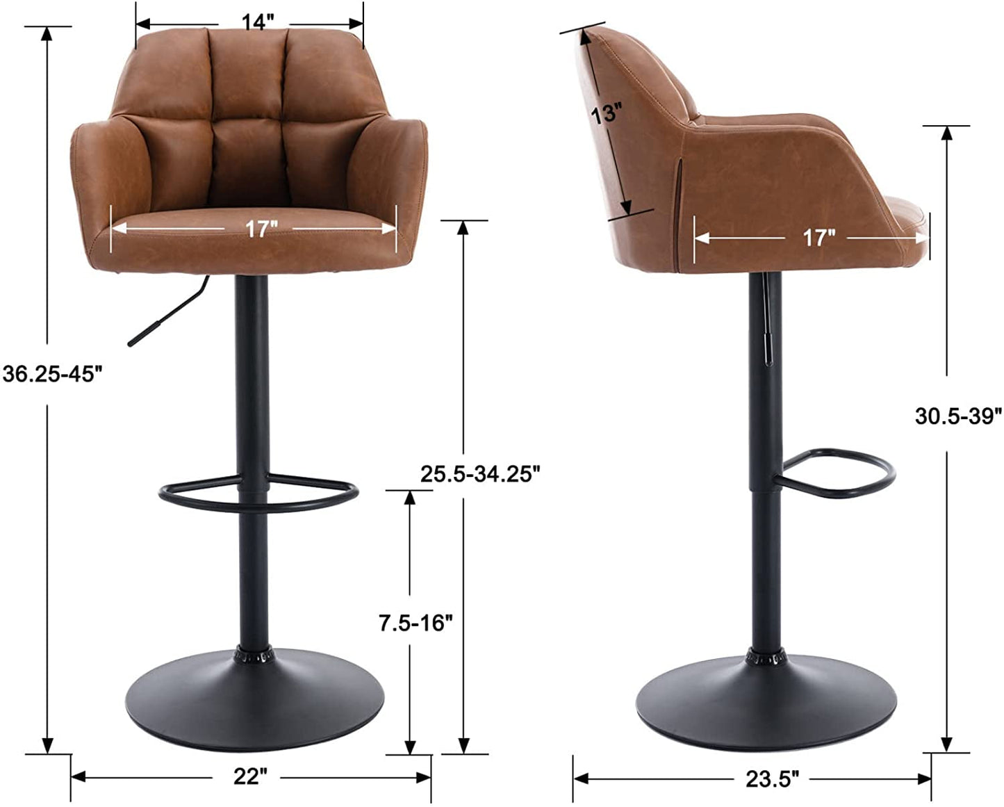 Modern Swivel Bar Stools Leather with Back and Arms-1