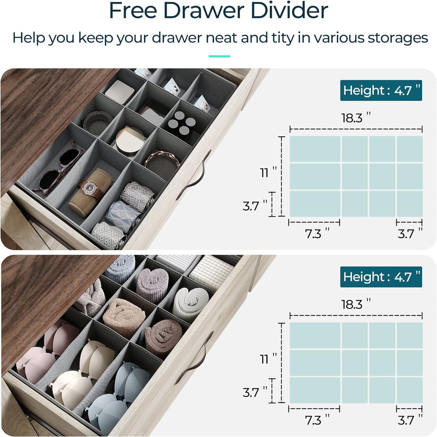 8 Drawers Dresser for Bedroom, Wood Bedroom Dresser Modern Drawer Chest, 8 Chest of Drawer, Tall Dresser for Closet, Dressers Organizer for Living Room, Closet, Hallway-3