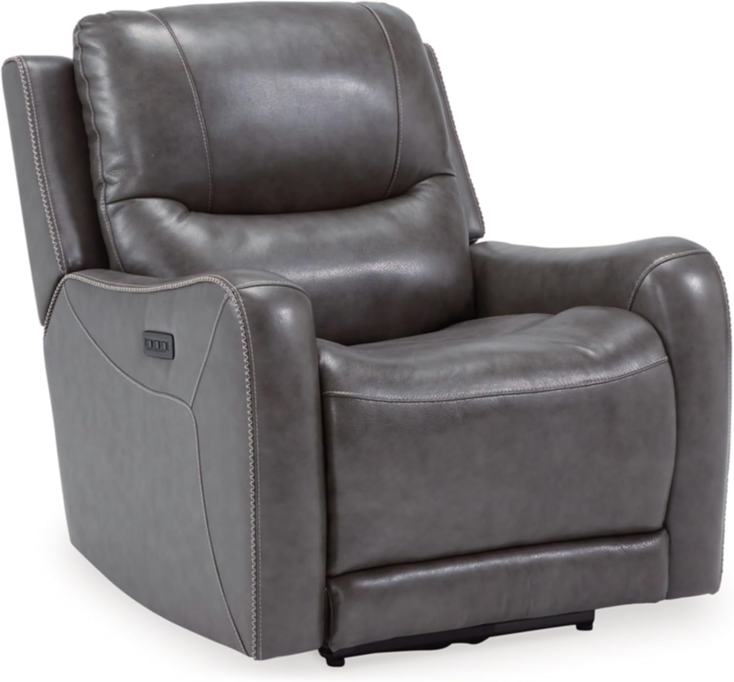 Galahad Contemporary Zero Wall Recliner with Power Headrest, Gray-0
