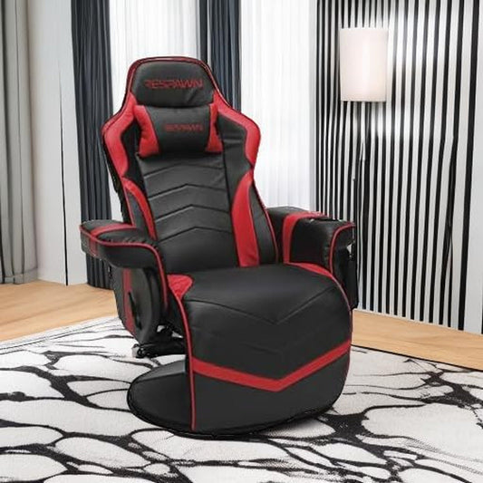 900 Gaming Recliner - Video Games Console Recliner Chair, Computer Recliner, Adjustable Leg Rest and Recline, Recliner with Cupholder, Reclining Gaming Chair with Footrest - Red-0