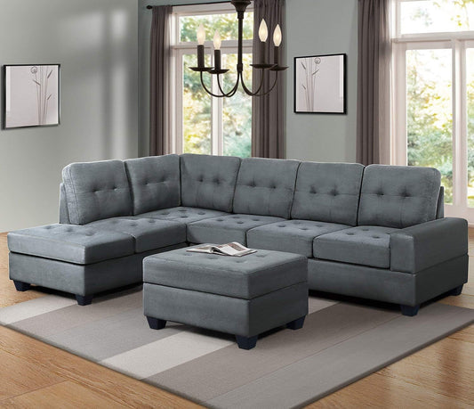 Modern L-Shaped Sectional Sofa Couch with Storage Ottoman-1