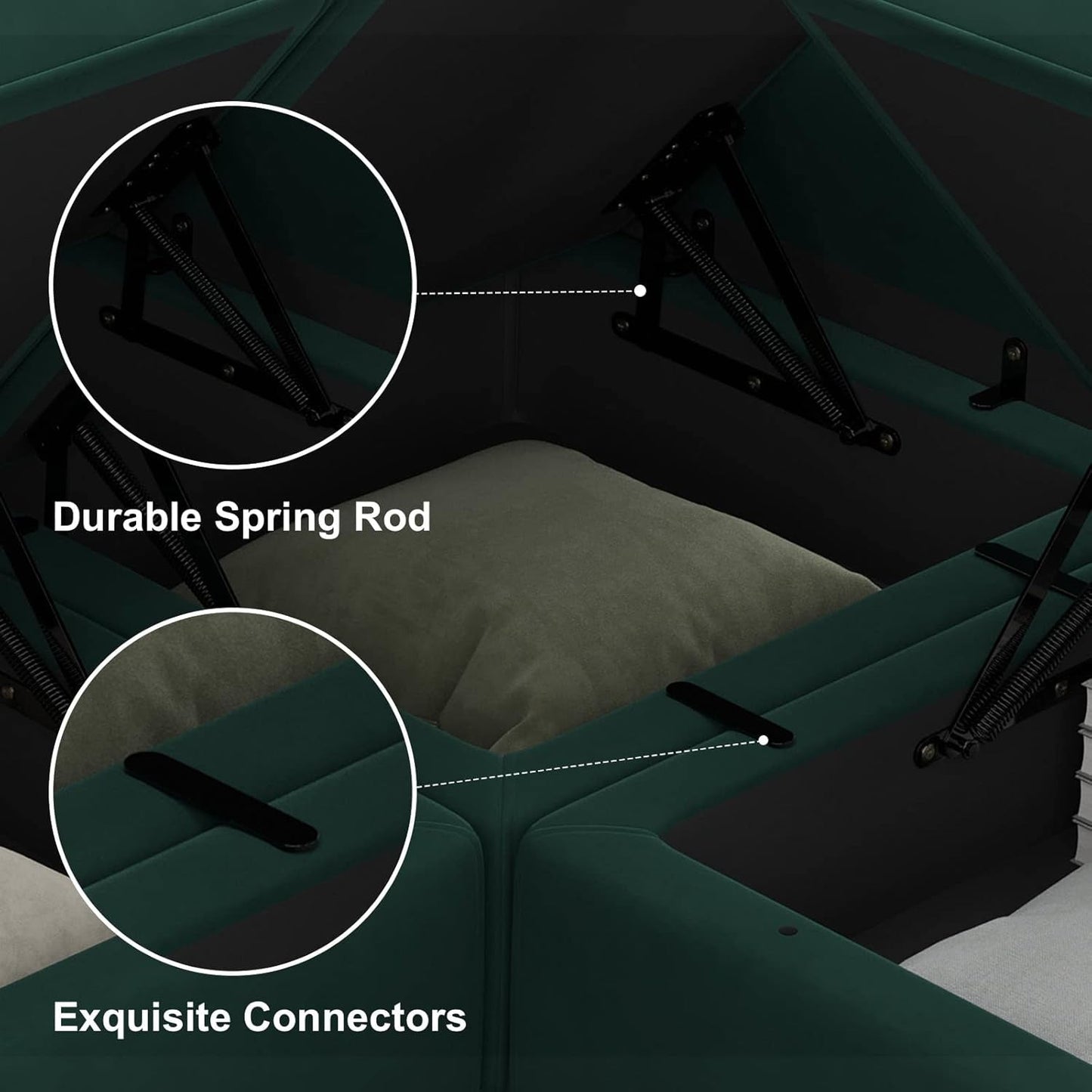 Modular Living Room Sofa Set 3 Seat Sofa Loveseat and Chair Set with Storage Seats Modular Living Room Furniture Set Velvet Green-3