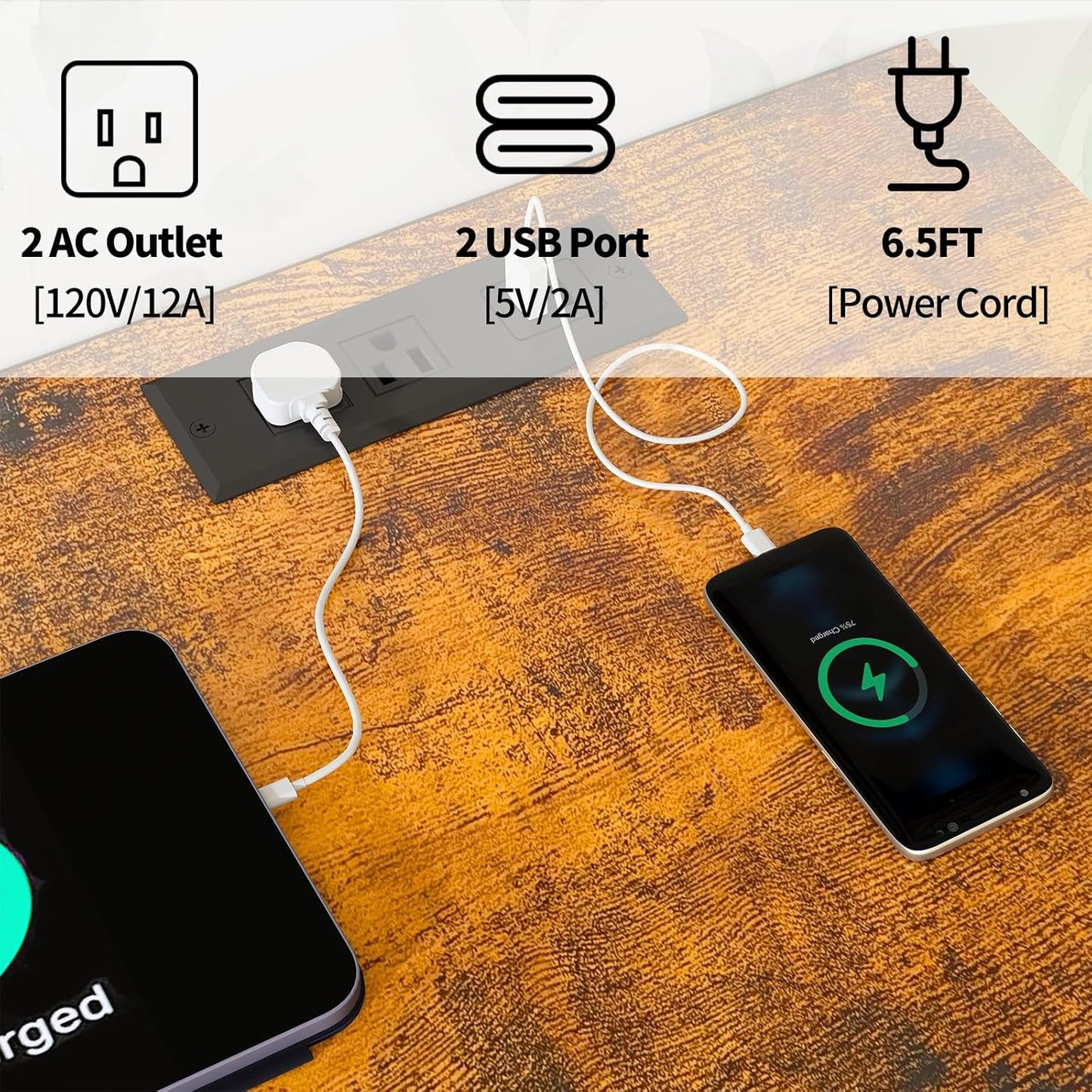 Dresser for Bedroom, Dresser with Hanging Rack Led Lights and Charging Station, Bedroom Dresser with 5 Fabric Chest of Drawers with PU Finish Storage Organizer, for Living Room Kids Room Closet, Brown-3