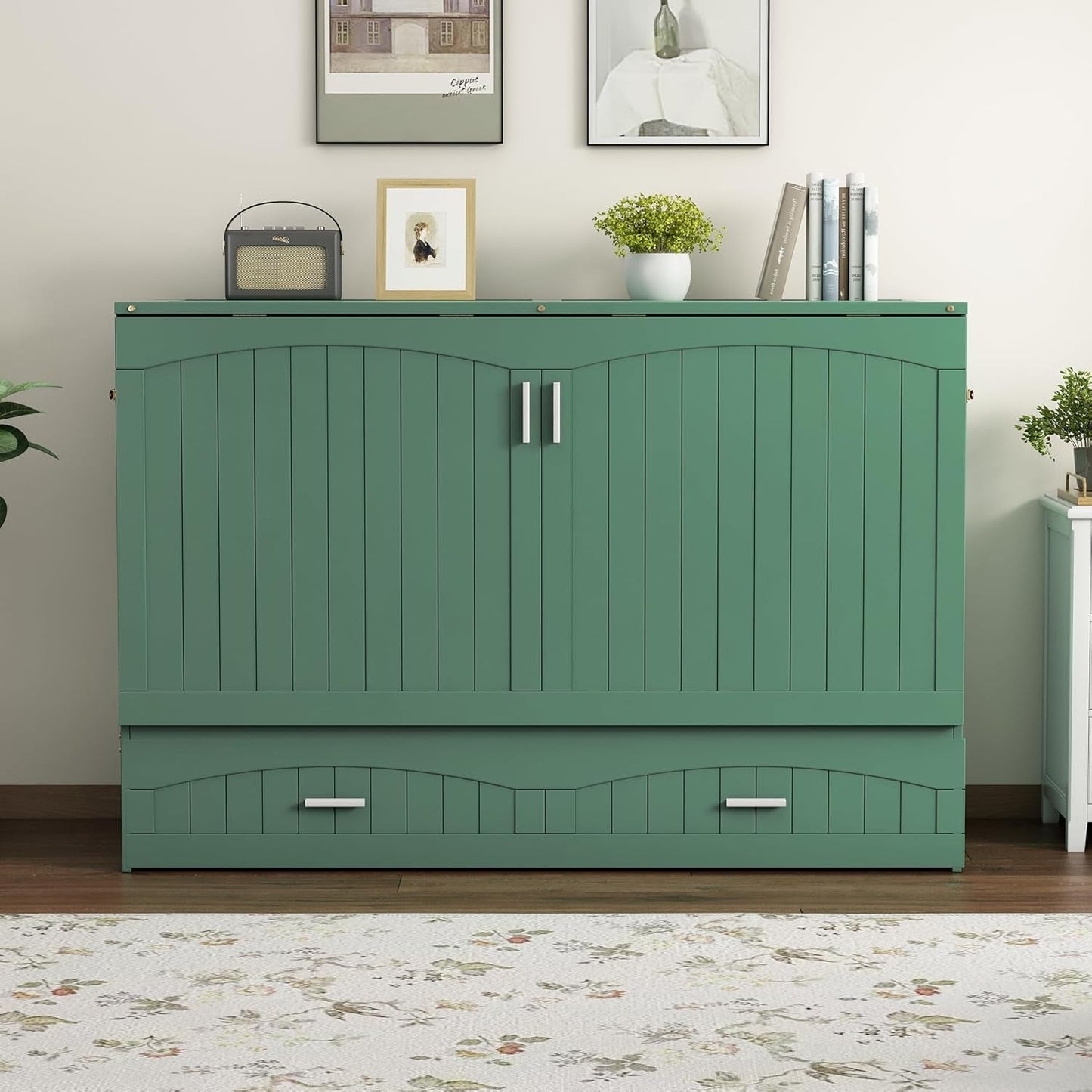 Farmhouse Full Size Murphy Bed with Charging Station-14