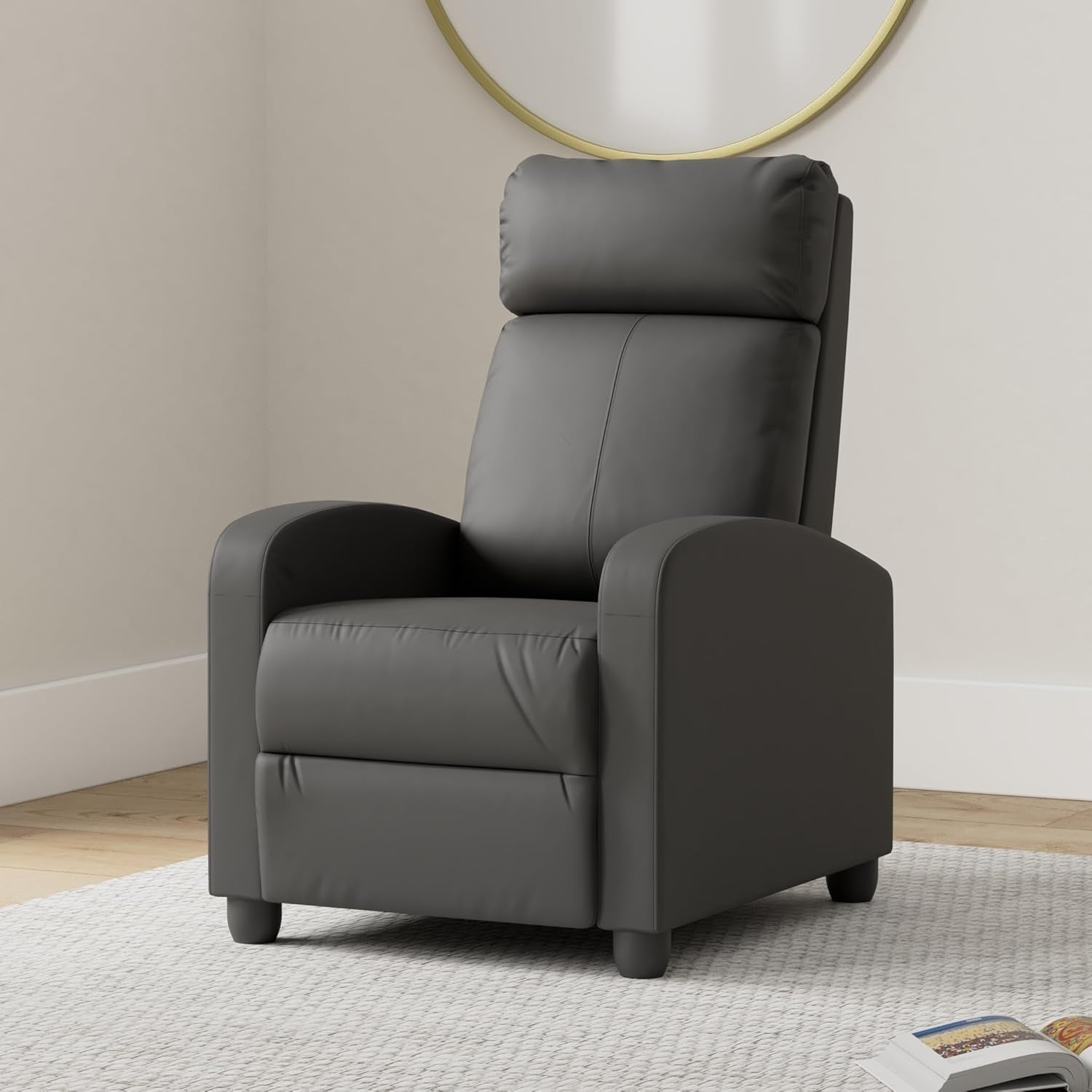 Lazy Recliner Massage Recliner Chair Living Room Sofa Reading Chair Home Theater Seating Modern Chair Easy Lounge PU Leather Padded Seat Backrest Black, 39.8 X 27 X 34 Inches (SS-AC207-B)-1