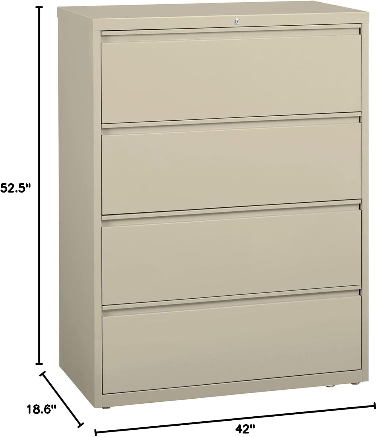 4-Drawer Lateral File, 42 by 18-5/8 by 52-1/2-Inch, Putty-1
