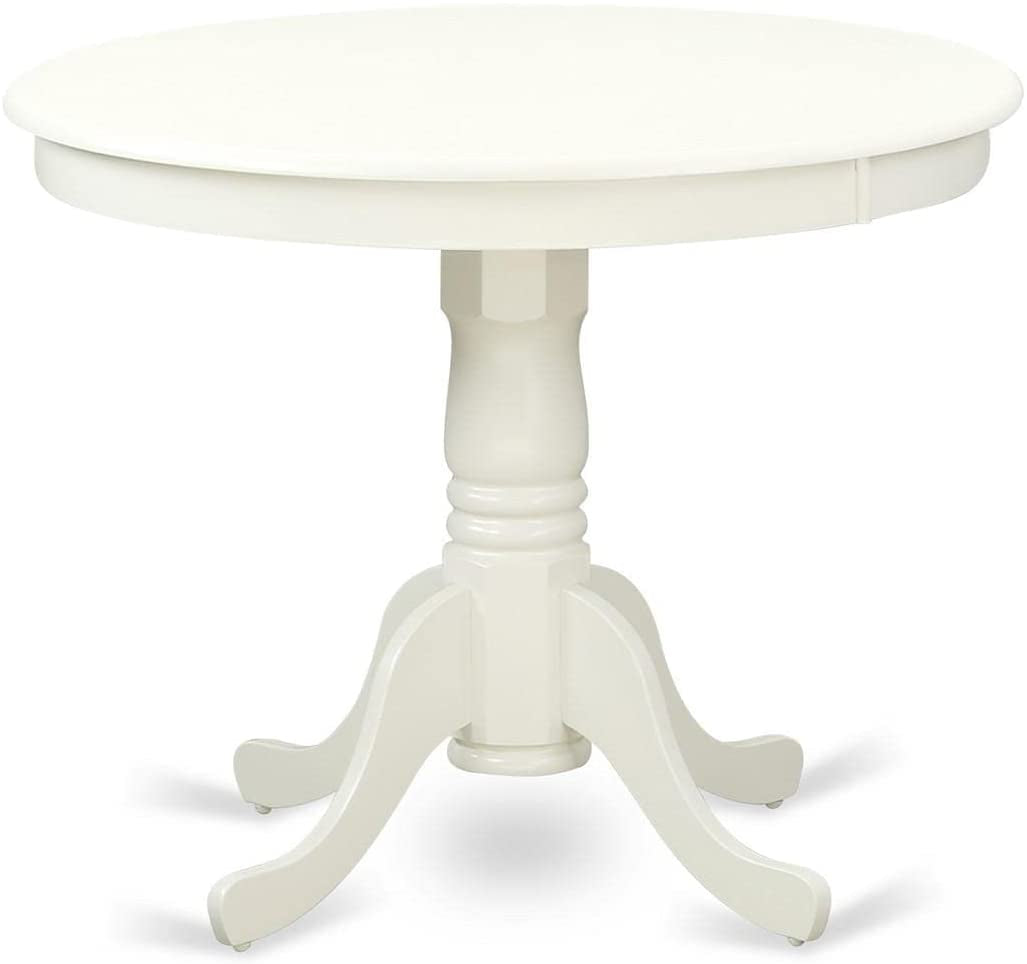 Wooden round Dining Table with Linen White Finish-1