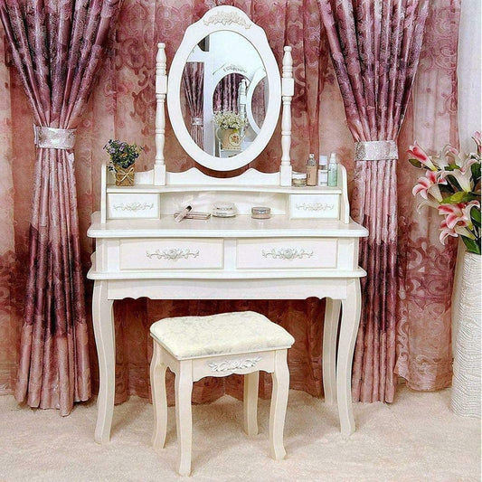 White Vanity Makeup Dressing Table Set-1
