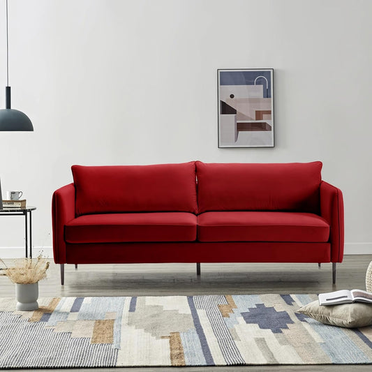 Modern 85" Burgundy Velvet Loveseat Sofa for Living-0