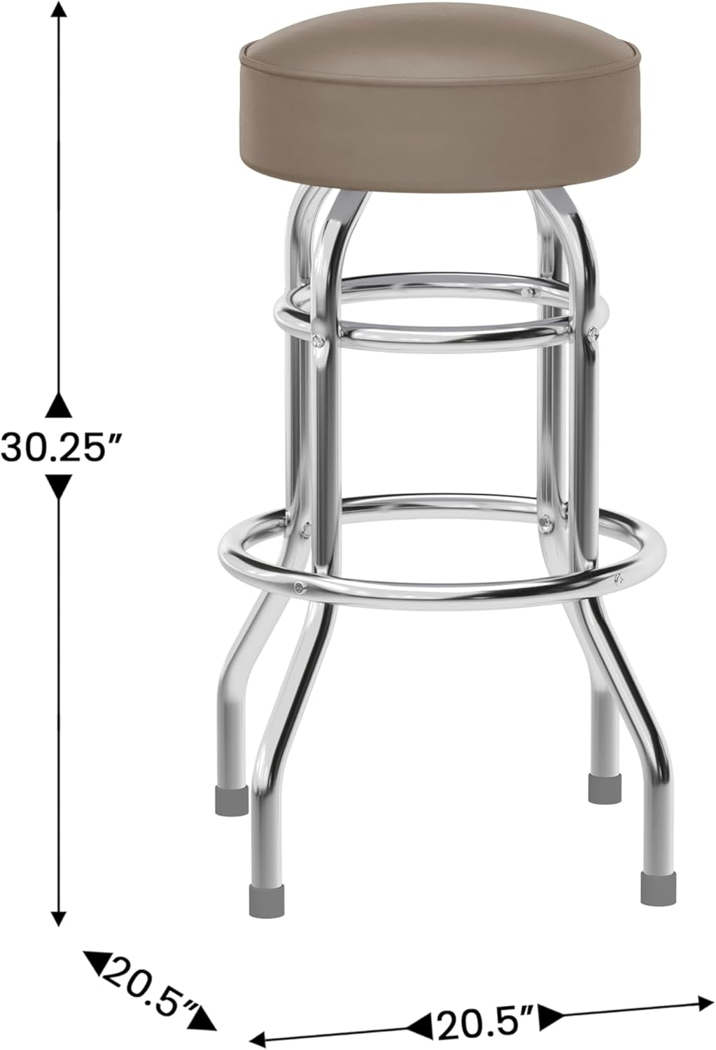 Bruno 2 Pack Double Ring Chrome Barstool with Beige Seat-2