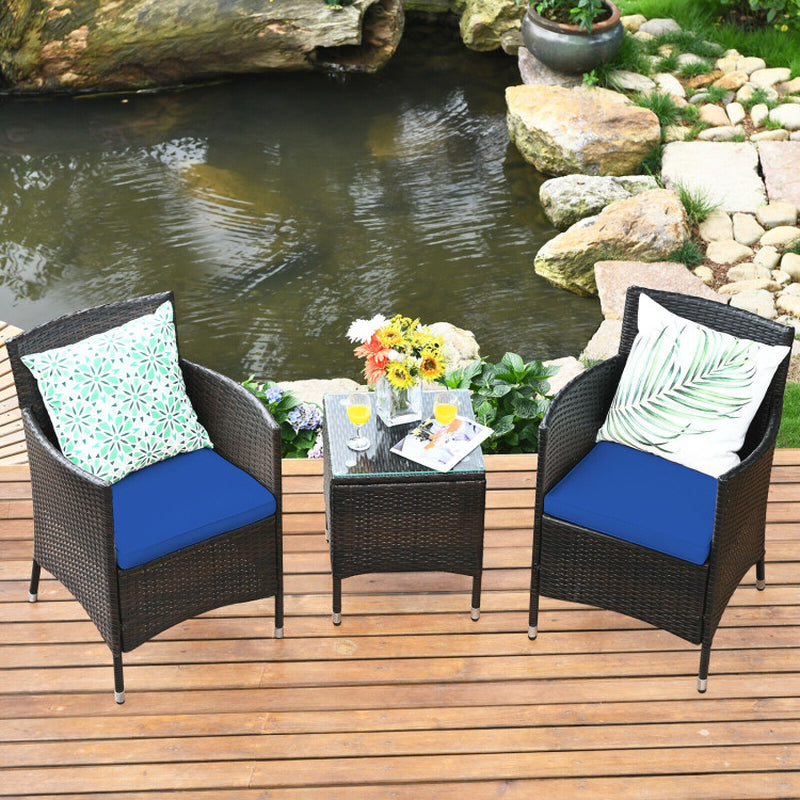 3 Pieces Ergonomic Wicker Patio Conversation Set-4