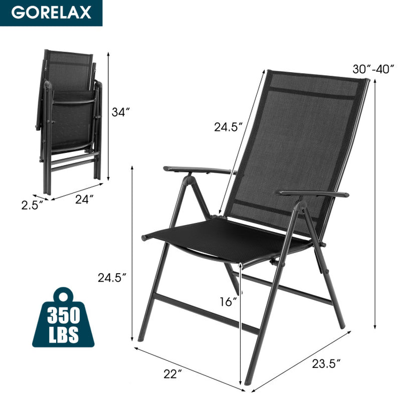 Set of 2 Adjustable Portable Patio Folding Dining Chair Recliners-3