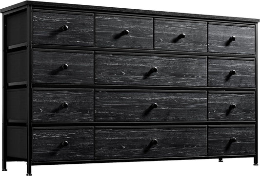 Black Dresser, Dresser for Bedroom with 13 Storage Drawers, Dressers & Chests of Drawers for 55" TV, Black Dresser for Bedroom, Long Dresser for Closet, Entryway-0