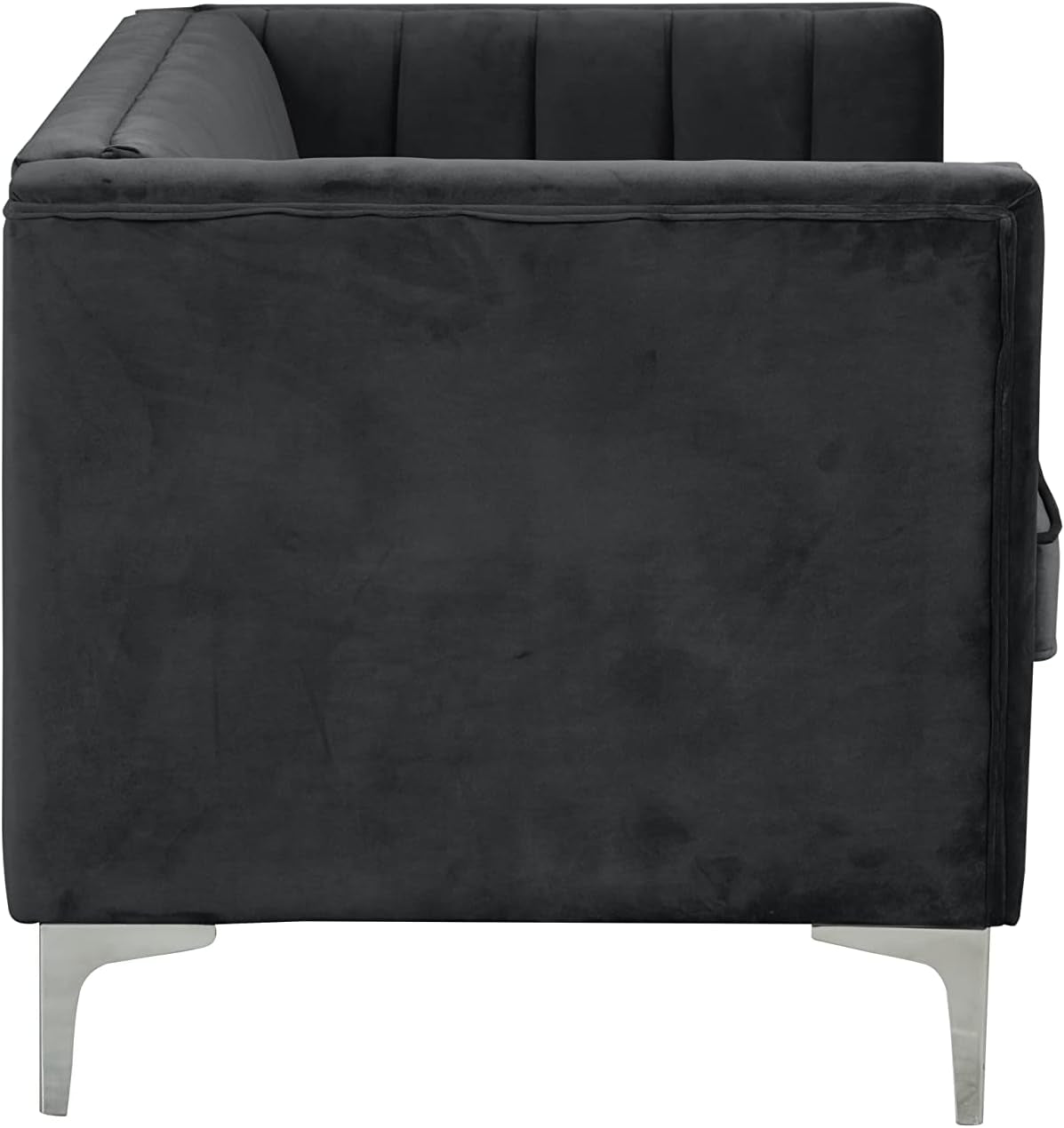 Velvet Loveseat Home Theater Seating 55" W Upholstered Modern Chesterfield Loveseat Sofa Furniture for Living Room Office Bedroom Apartment, Black-3