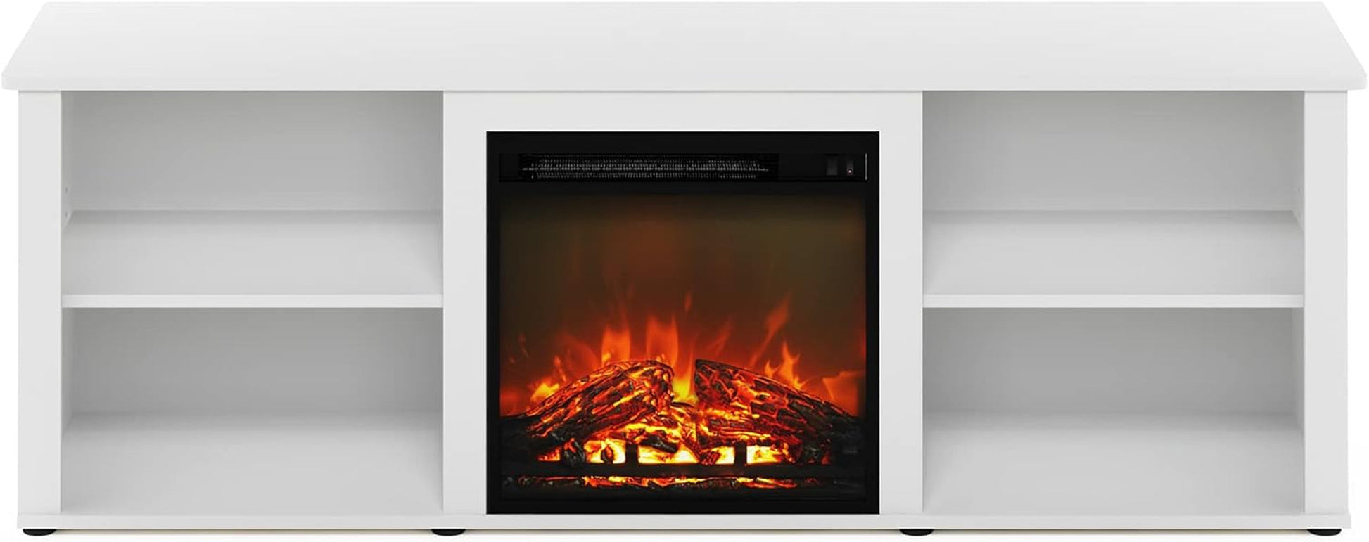 Classic 70 Inch TV Stand with Fireplace, Solid White-3