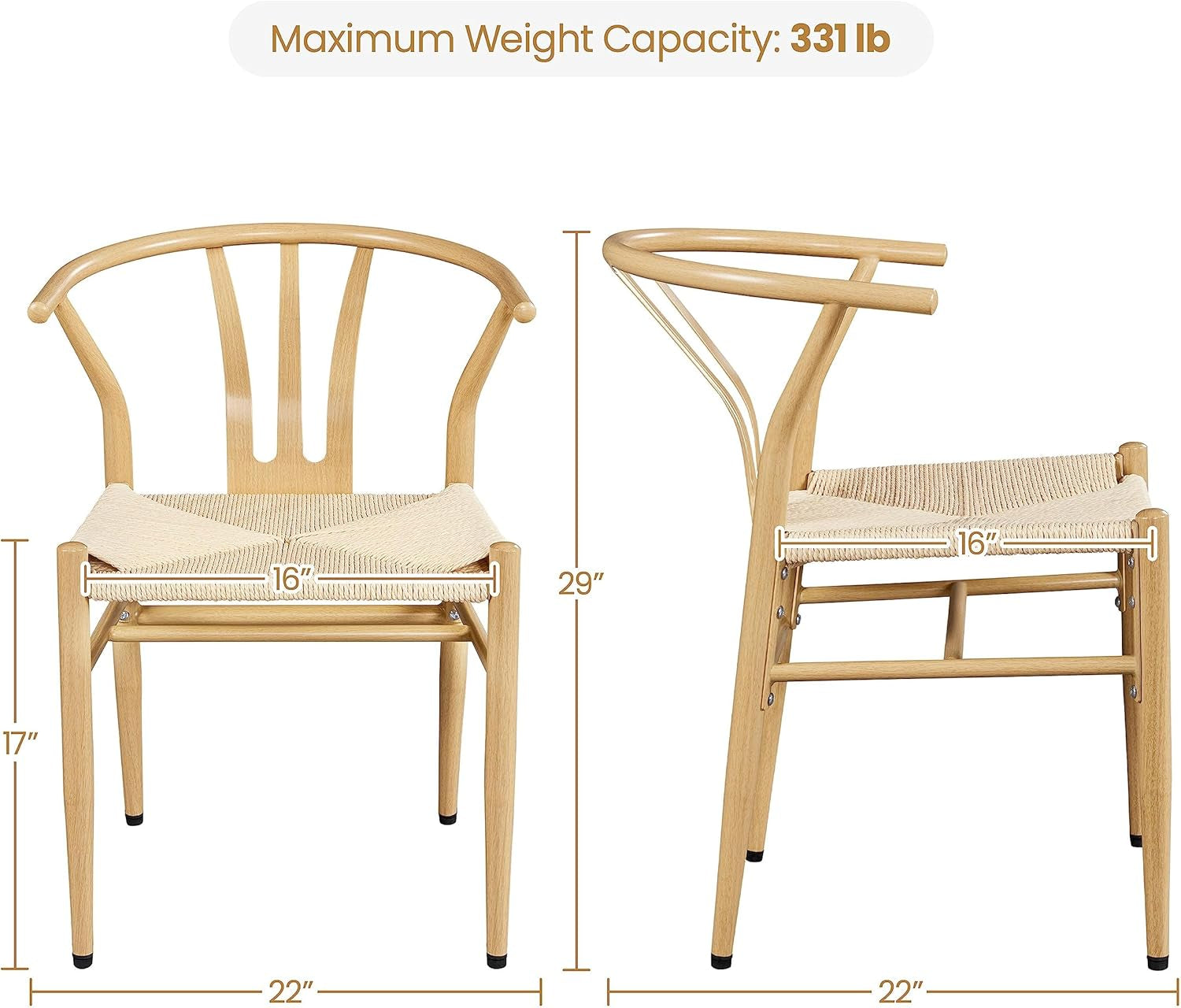 Wood Rattan Weave Dining Chairs (Set of 2)-2