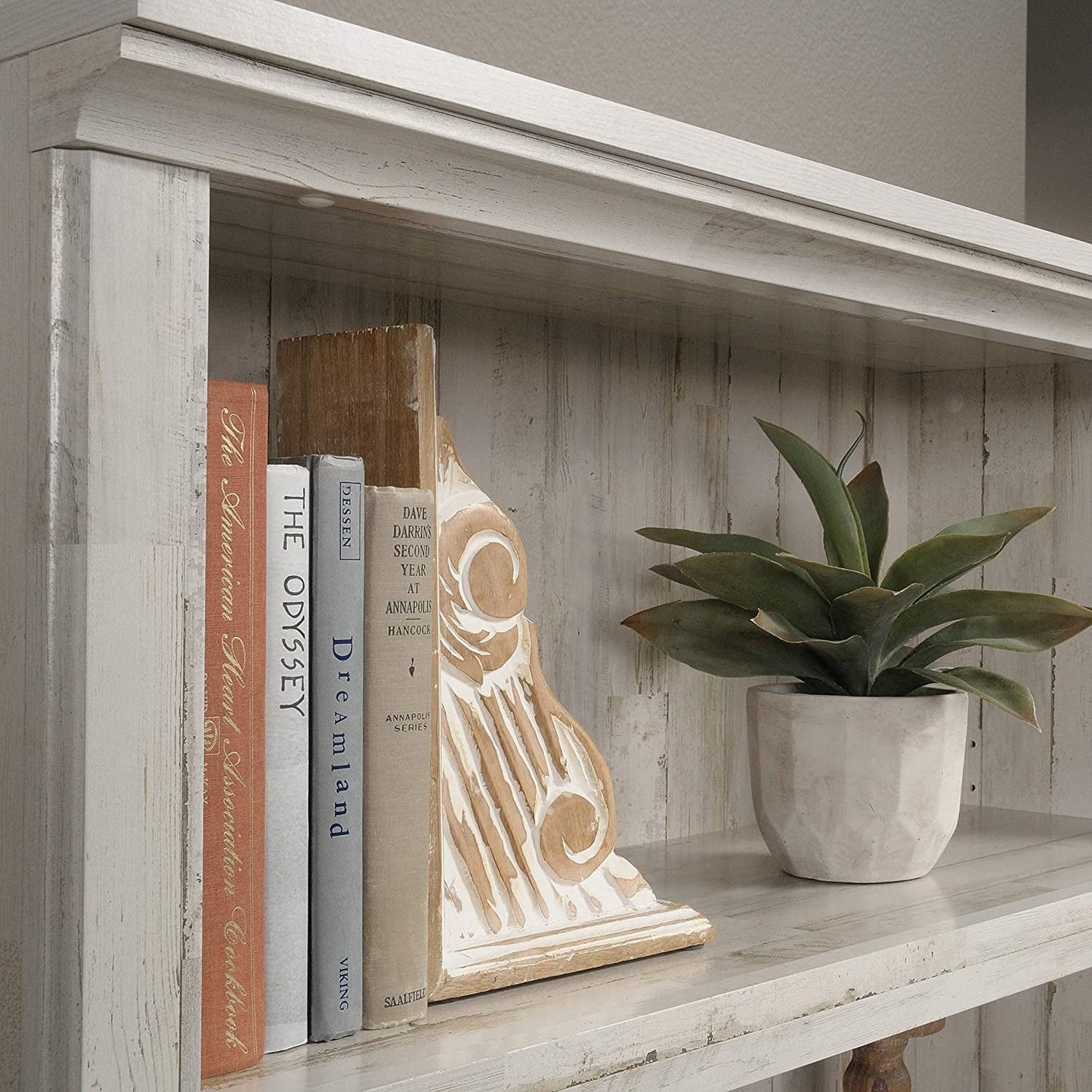 White Plank Bookcase with 5 Shelves-4