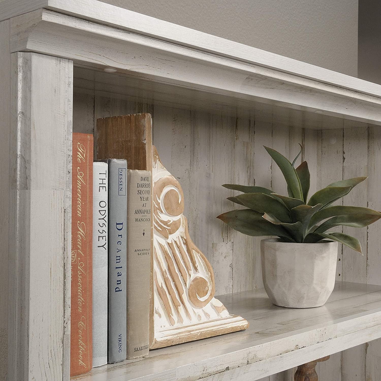 White Plank Bookcase with 5 Shelves-4