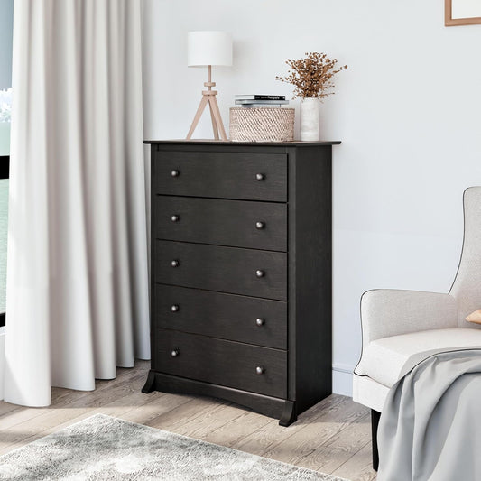 Sonoma Traditional 5-Drawer Tall Dresser for Bedroom, Functional Bedroom Dresser Chest of Drawers 17.75" D X 31.5" W X 44.75" H, Washed Black-1