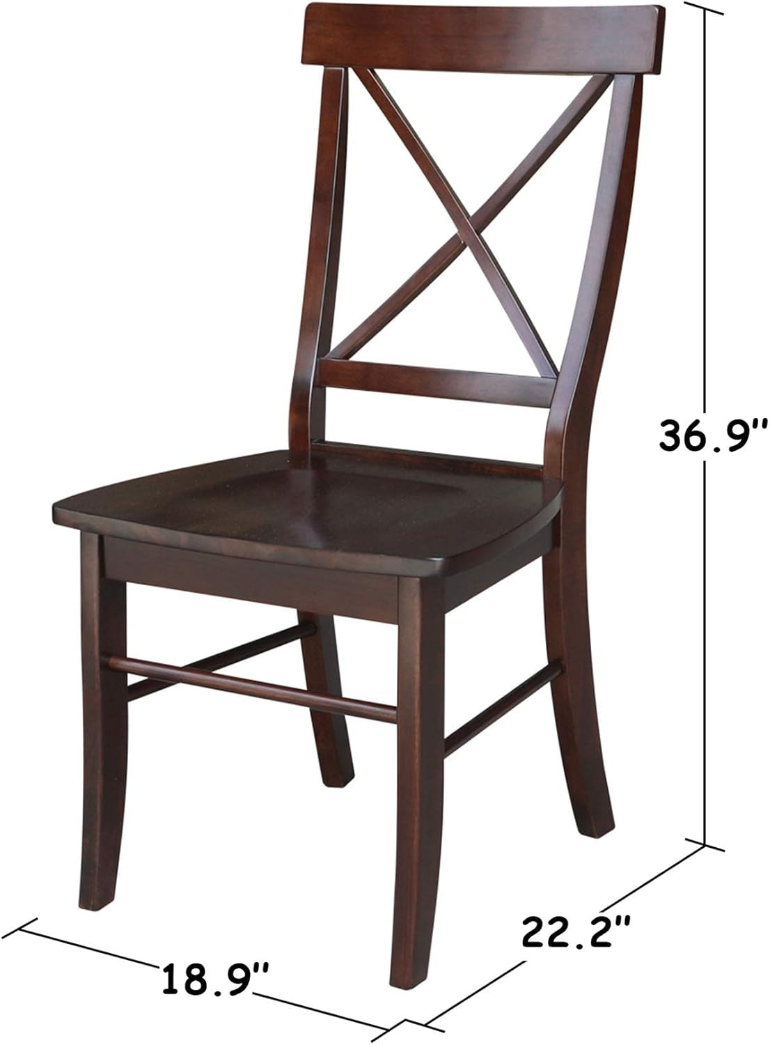 International Concepts X- Back Chair, with Solid Wood Seat, Java-2