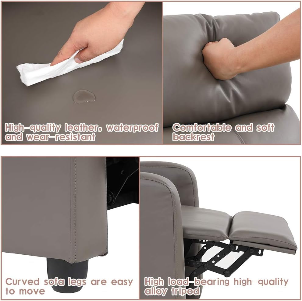 Recliner Chair for Living Room Reading Chair Recliner Sofa Winback Chair Single Sofa Home Theater Seating Modern Reclining Chair Easy Lounge with PU Leather Padded Seat Backrest-4